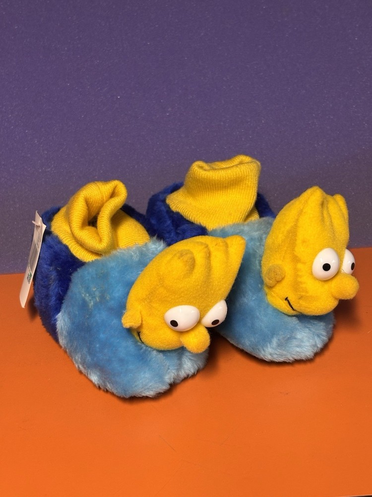 The SIMPSONS = PAIR OF BART SIMPSON KIDS SLIPPERS- 1990 -SIZE MEDIUM 7/8 w/TAG