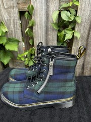 Doc Martens Junior Tartan Plaid Zip Up Boots Size 4usM 5usL