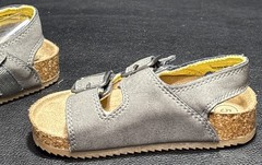 Cat & Jack Size 5 Toddler Gray Double Strap & Buckle Faux Suede Footbed Unisex