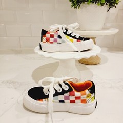 Kids MUDD POPPY Checkered Multicolored Lace Up Sneakers Size 6