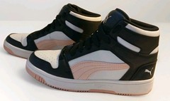Puma Rebound LayUp Mid Sneakers Black White Pink Youth US 4C High Tops