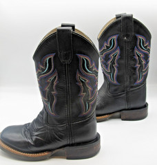 Old West Genuine Black Leather Western Cowboy Boots Children’s Youth Size 11D