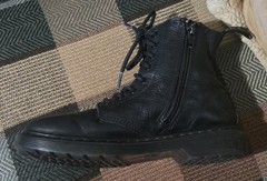 Doc Dr Martens 1460 Pascal Mono J Black Leather 8-Eye Combat Boots Youth Size 3
