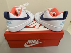 Nike Court Borough Low 2 GS Kid 5.5Y White/DK Purple/Dust-Copa BQ5448-112 New/BX