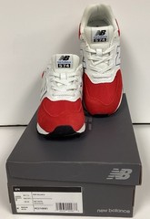 New Balance 574 Kids Team Red & White Suede Size 2 Sneakers New In Original Box