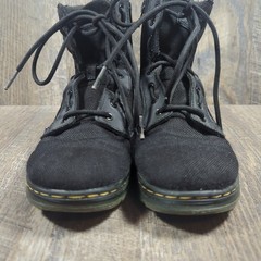 Doc Dr Martens Boots Combs J Combat Lace Up Black Canvas Zip Youth Kids Size 3