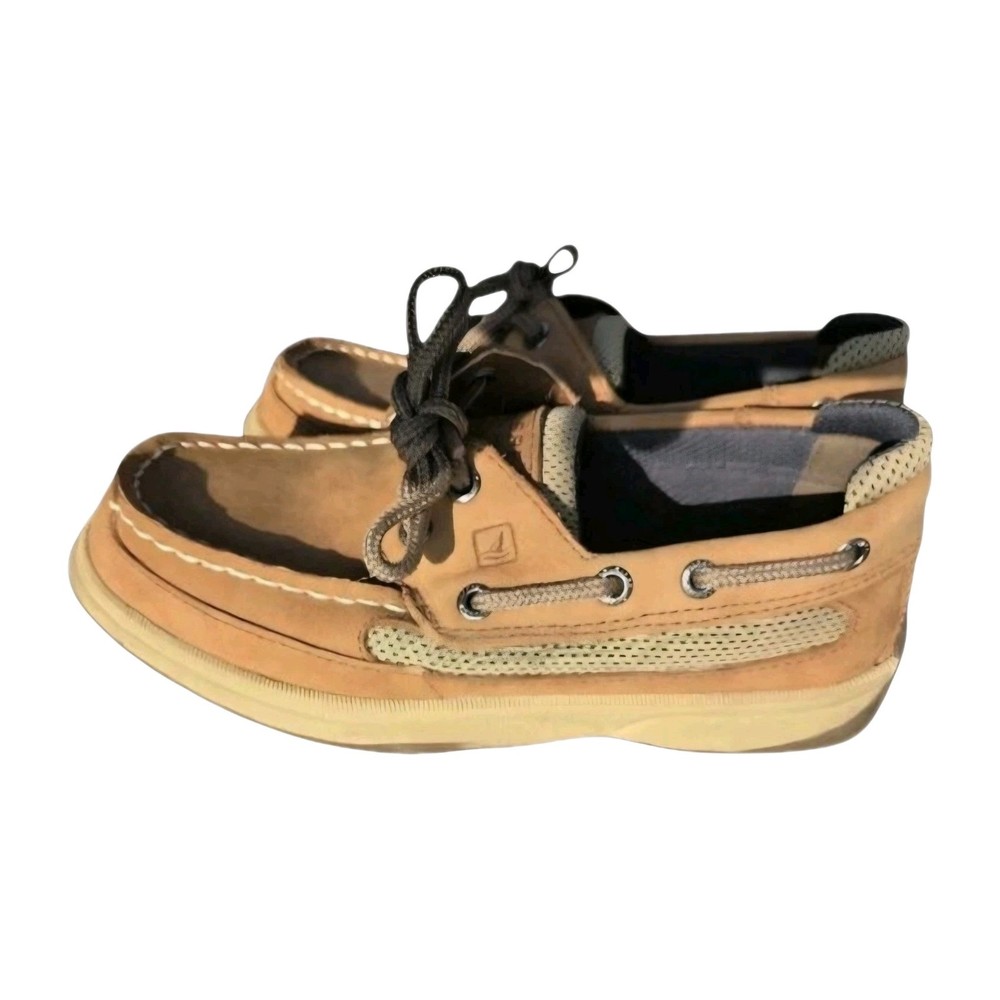 Sperry Kids Lanyard Leather & Mesh Boat Shoes Size 1.5