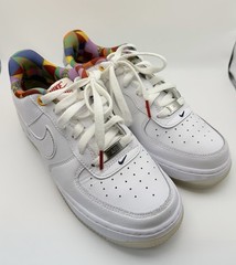 Nike Air Force 1 White Multicolor Leather Kids Sneakers 5Y FN8912-111