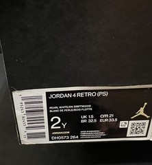 Sz 2Y – NIKE JORDAN 4 RETRO (PS) ‘WILD THINGS’ (DH0573-264) PEARL WHITE NEW