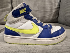 Nike Court Borough Mid Top Sneaker Hook & Loop Blue/White/Yellow 1Y EU32