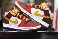 brand new 2006 nike sb dunk mid pro deep burgundy bronze sz 5 314383-671