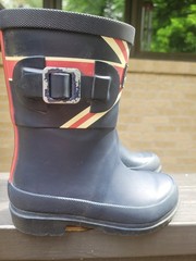 JOULES Navy Blue Union Jack British Rubber Wellies Rainboots. Youth 10