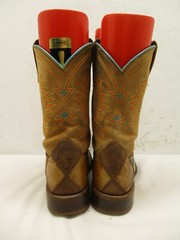 ANDERSON BEAN BOOTS Brown Patchwork Square Toe Cowboy Boots Kids sz 3 Sty 1053