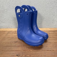 Crocs Boots Kids J3 Blue Handle It Rain Boot Pull On Waterproof Lightweight