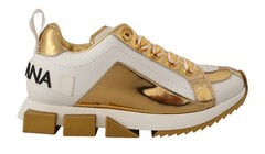 DOLCE & GABBANA Kids White Gold Leather Lace Up Sneakers EU30 / EU31 RRP $600