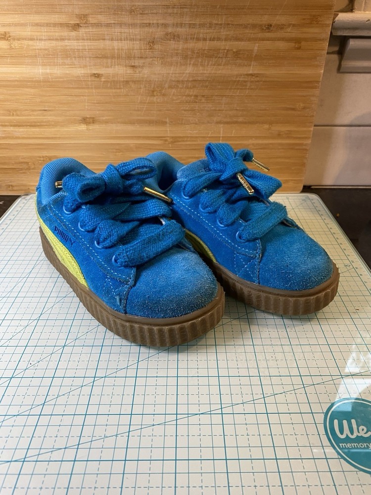 Kid Size 10C Puma X Fenty Creeper Pharynx Sneaker Shoes Speed Blue Lime Used