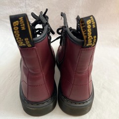 Dr Martens boots 1460 J cherry red leather lace up side zipper youth 3 kids docs