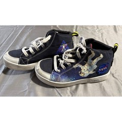 Skechers NASA Kids High Top Sneakers Black Space Astronaut Shoes 400084L Sz 2.5