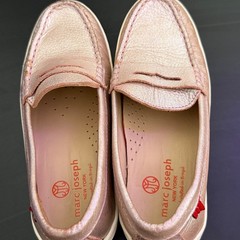 Marc Joseph Kids Metallic Pink Leather Slip On Penny Loafers Size 2 Preppy Shoes