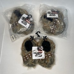 Lot of 3 Disney Star Wars Slippers Chewbacca Toddler Kid Small5-6 Brown Faux New