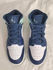 Jordan Air Jordan 1 Mid Blue White Mint Green Unisex 7Y Athletic Sneakers