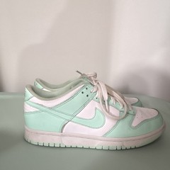 Nike Dunk Low GS Low Top Leather Sneakers Mint Green/White 6.5Y FZ3534-100