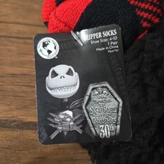 Nightmare Before Christmas Plaid Jack Skellington Kids Slippers Socks Size 4-10