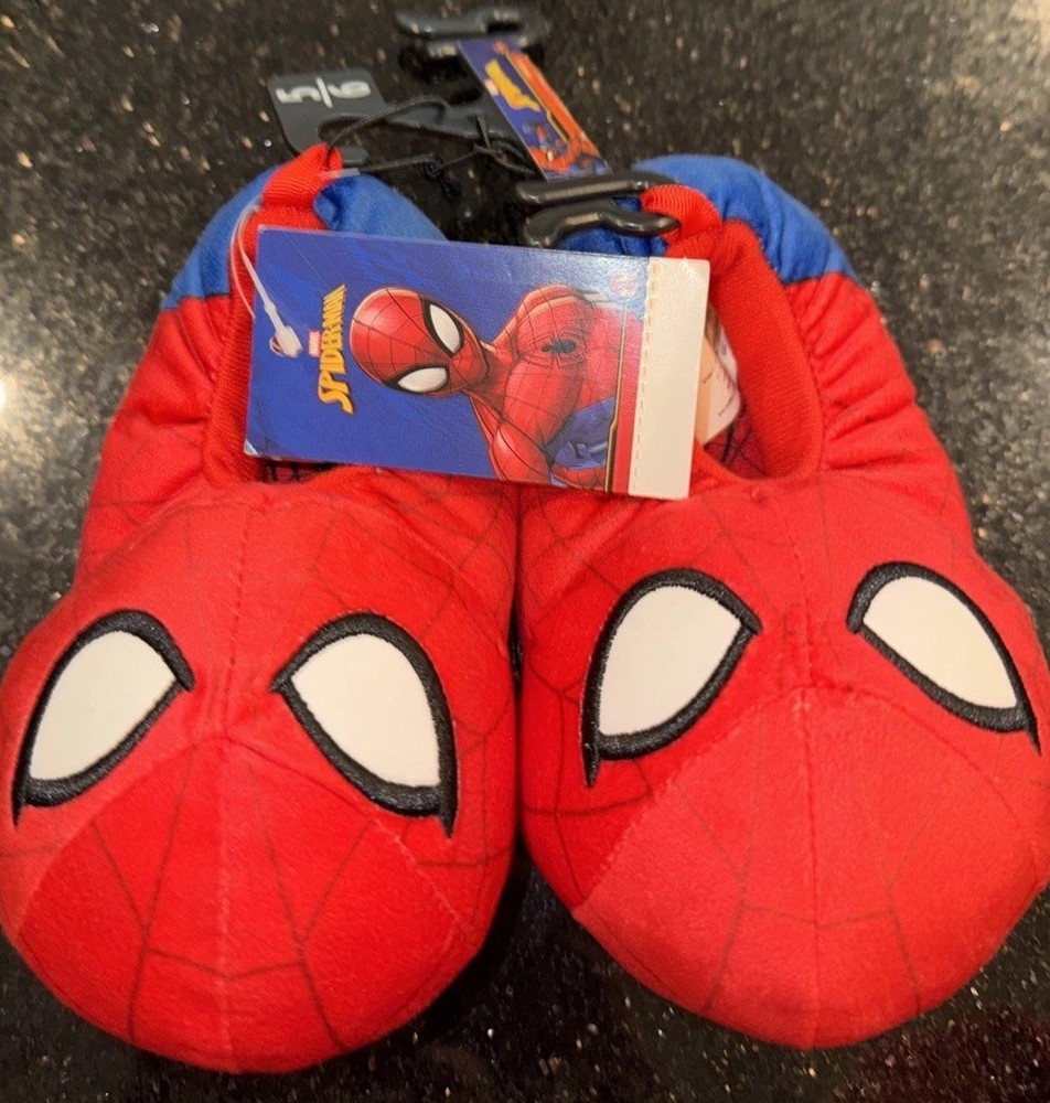Official Licensed Marvel Spider-Man Plush House Slippers Children’s Size 5/6 NWT