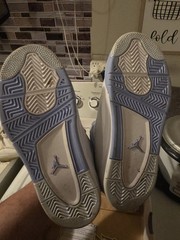 Jordan 4 Retro PS White Aluminum Blue Tint Leather Lace Up Kids 2Y Basketball