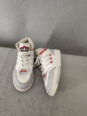 Adidas Drop Step Sneakers Youth 13 1/2K White Gray Red Trefoil Ortholite Shoes