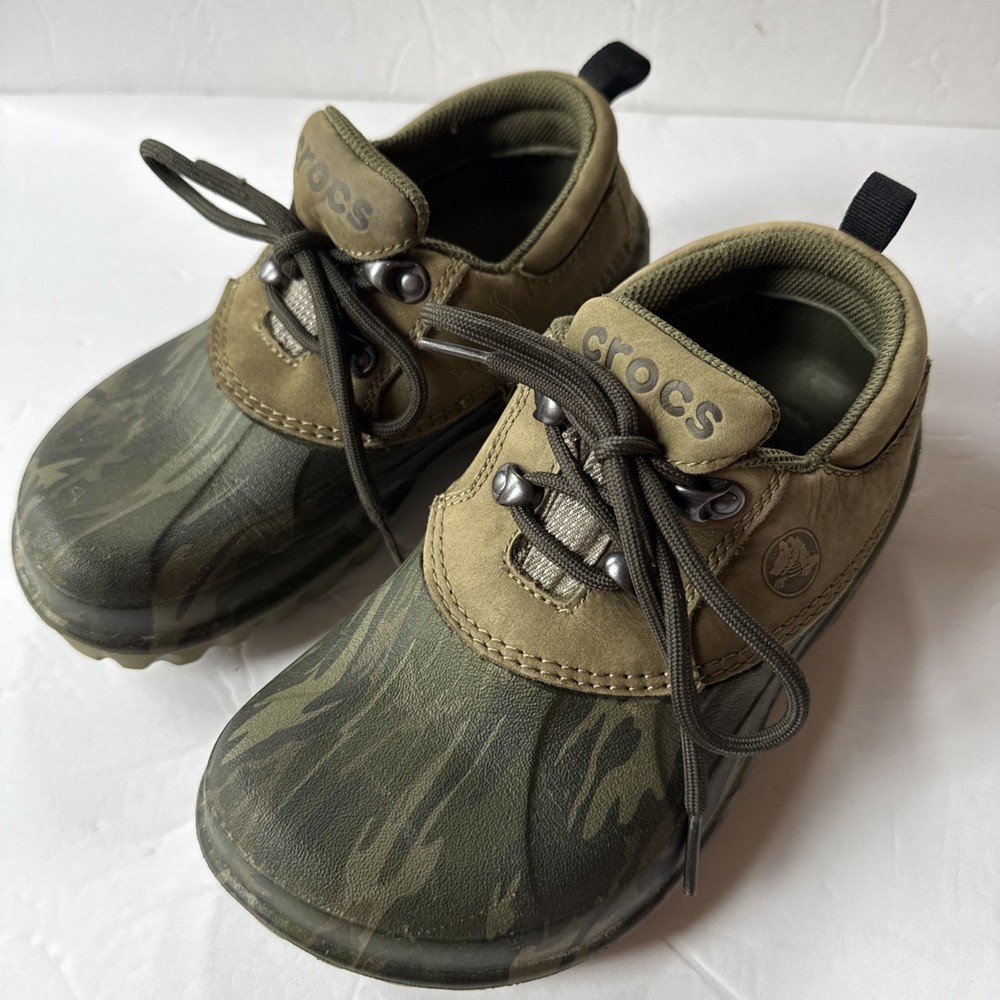 Crocs Camo Axle All Terrain Leather Croslite Lace Shoes Size M2/M4 EU 33-34