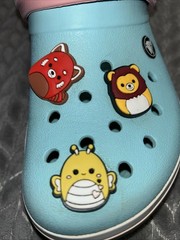Big Kids Aqua Light Blue Crocs Size J6 With Jibbitz Charms Cute Comfortable