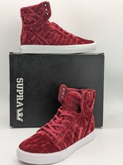 SUPRA Skytop Dark Ruby Velvet / White 58062-643-M Kids Size 6Y / Women’s 7.5 New