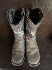 Magellan Outdoors Kids Realtree Camo Brown Square Toe Western Cowboy Boots SZ 11