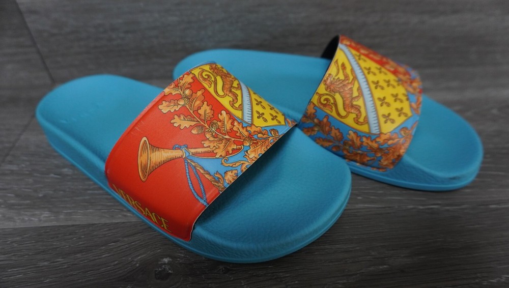 Versace Kids Barocco Goddess Slide Sandals Made In Italy EU33-34 US(1.5-2.5)