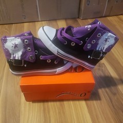 Collection’O Black Purple Canvas High Top Sneakers Kids Size 9 , 9c , 9k New