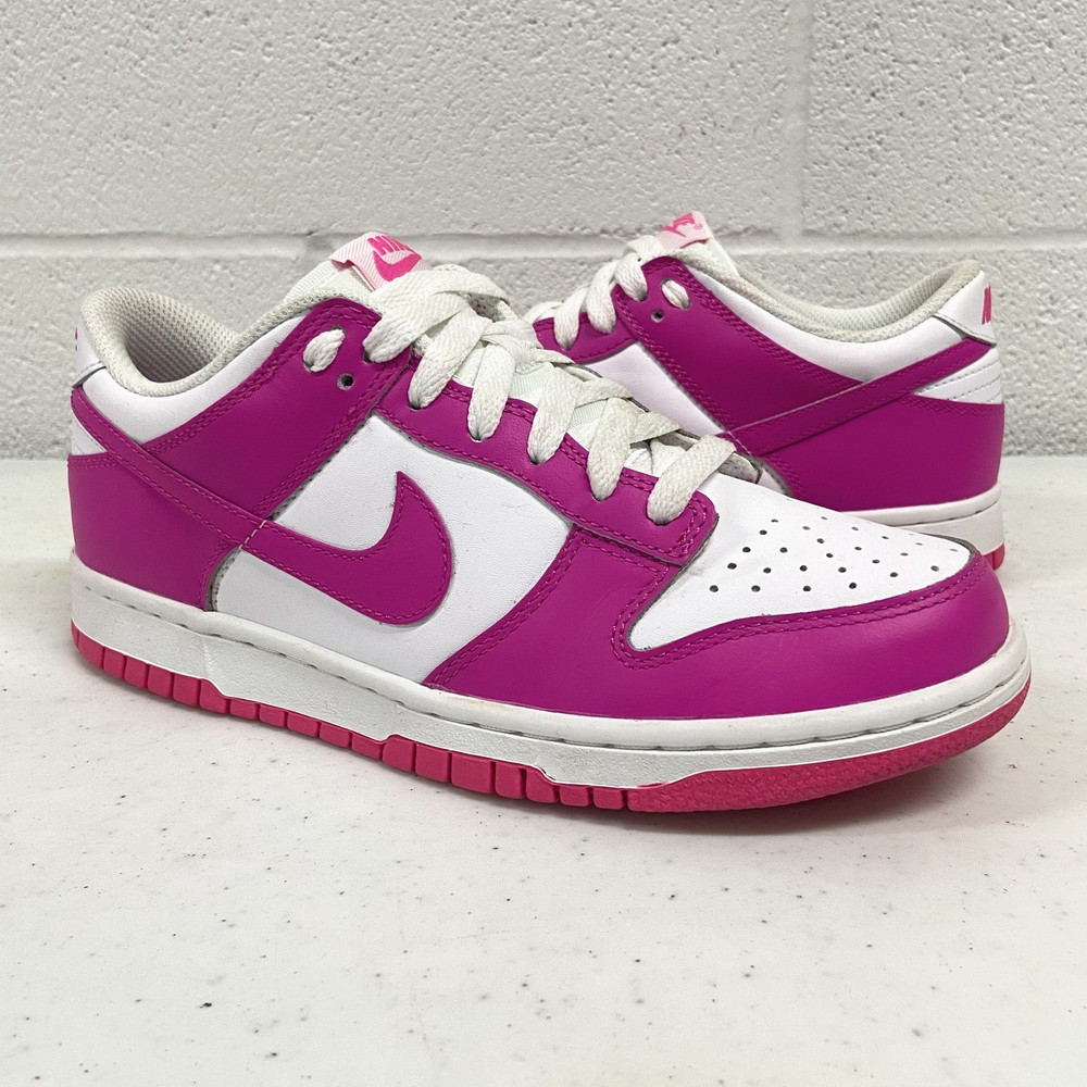 Nike Dunk Low GS Pink/White Leather Low Top Sneakers Youth Size 6Y / Womens 7.5