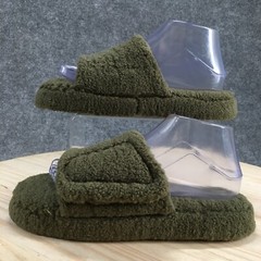 Cat&Jack Slipper Youth Toddler 4-5 Single Strap Faux Shearling Slide Flats Green