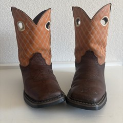 Justin 4616JR Buckaroo Boots Brown and Orange Leather Children’s Size 4D
