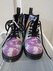 Dr. Martens 1460 Delaney Kids Tie Dye Suede Lace Up Side Zip Boots Multi-Color