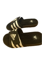 Adidas Black And White Adjustable Spike Slides Sandals Big Kids Size 4