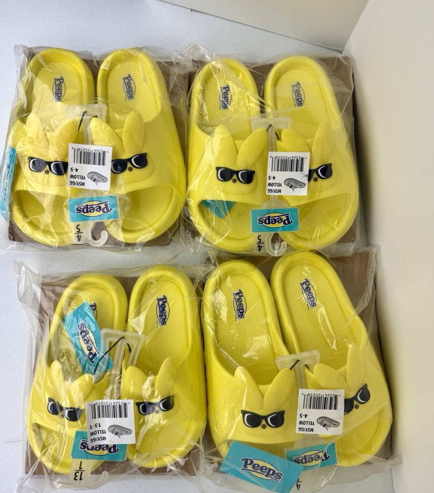 NWT Yellow Peeps Easter Bunny Slip On Shoes Kids Water Friendly Sandals 13-1