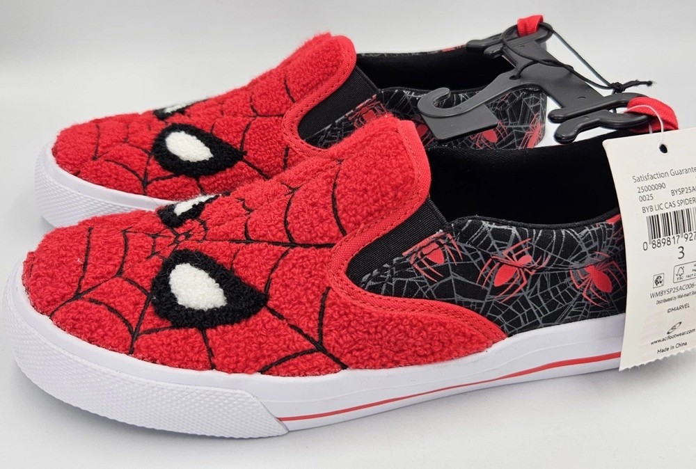 New Spider-Man Boys Twin Gore Casual Slip On Sneakers Kid / Youth Size 3
