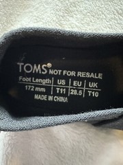 TOMS Canvas Shoes Black Flats Cotton Upper „Not For Resale“ Size T11
