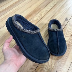 UGG Tasman Navy Blue Suede Shearling Slippers Kids Size 3 1019066K casual slipon
