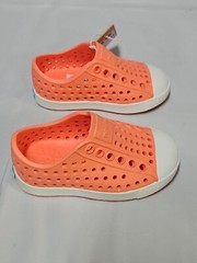 NATIVE Jefferson Popstar Orange Shell White Child Sz C4 Slip-on Shoes EUC W Box