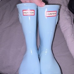 Hunter First Classic Kids Blue Waterproof Rubber Pull-On Mid-Calf Rain Boot 8