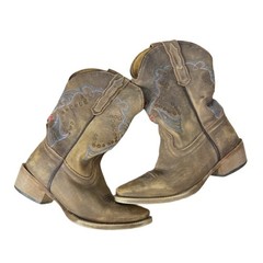 Dan Post Kids Leather Cowboy Boots Size 1.5 Western Rodeo Cowgirl Boots