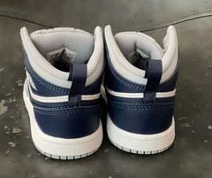Nike Kid’s Air Jordan 1 Mid Sneaker White/Midnight Navy-Wolf Grey Size 10c