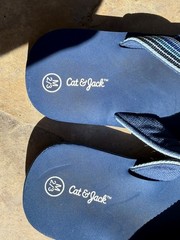 Cat & Jack Blue Stripe Thong Flip Flop Sandals Youth Size 2/3 M